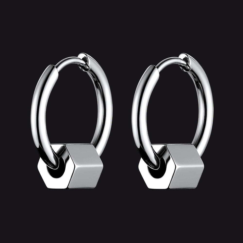Flash Punk Hexagon Piercing Hoop Earrings for