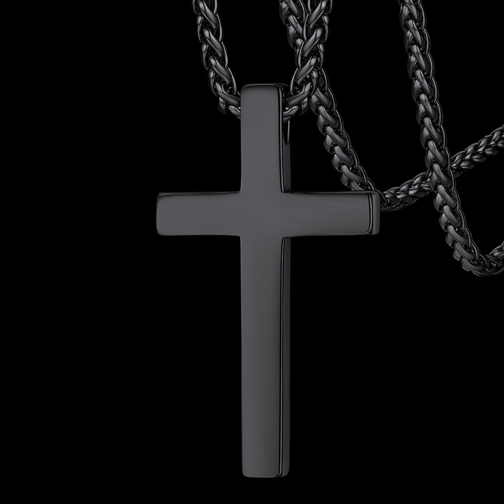 Christian Engraved Plain Cross Necklace Pendant for