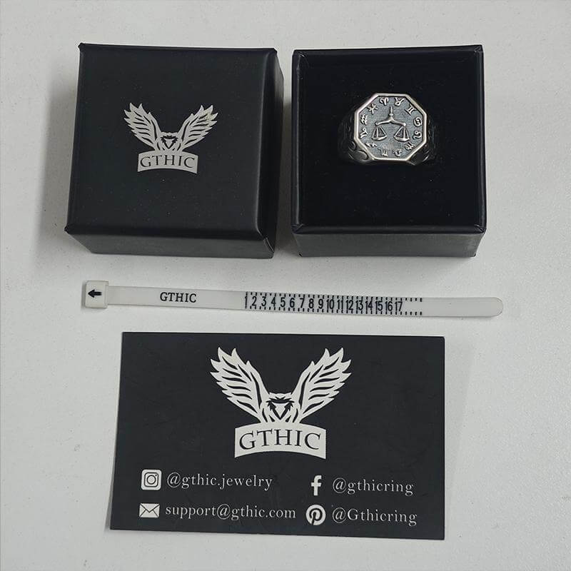 12 Constellations Zodiac Sterling Silver Octagonal Ring