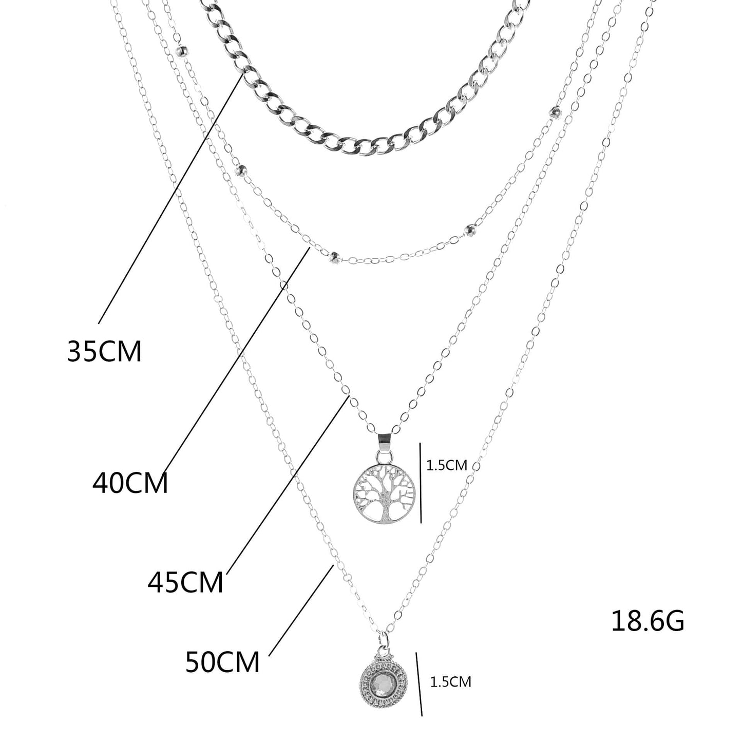 Tree of Life Crystal Necklace 4 Pcs Set