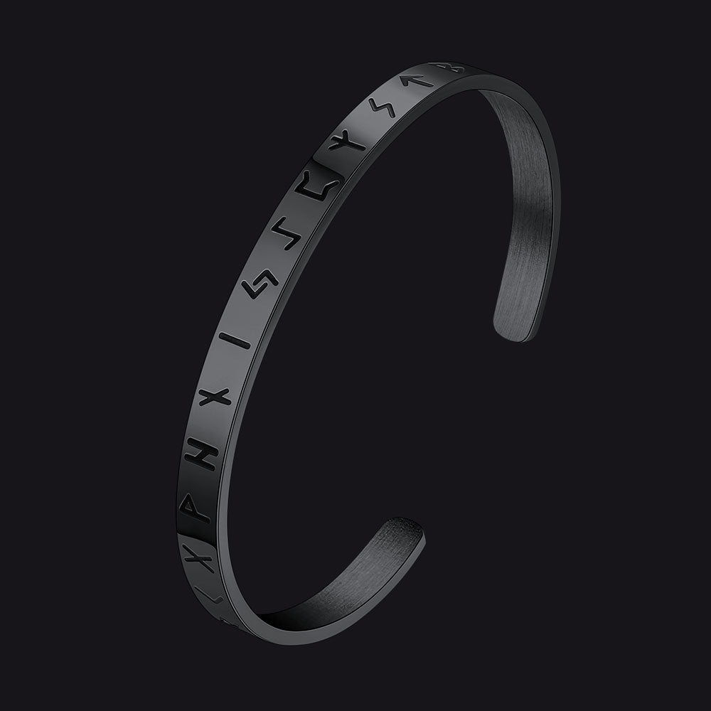Norse Viking Runes Bangle Cuff Bracelet for