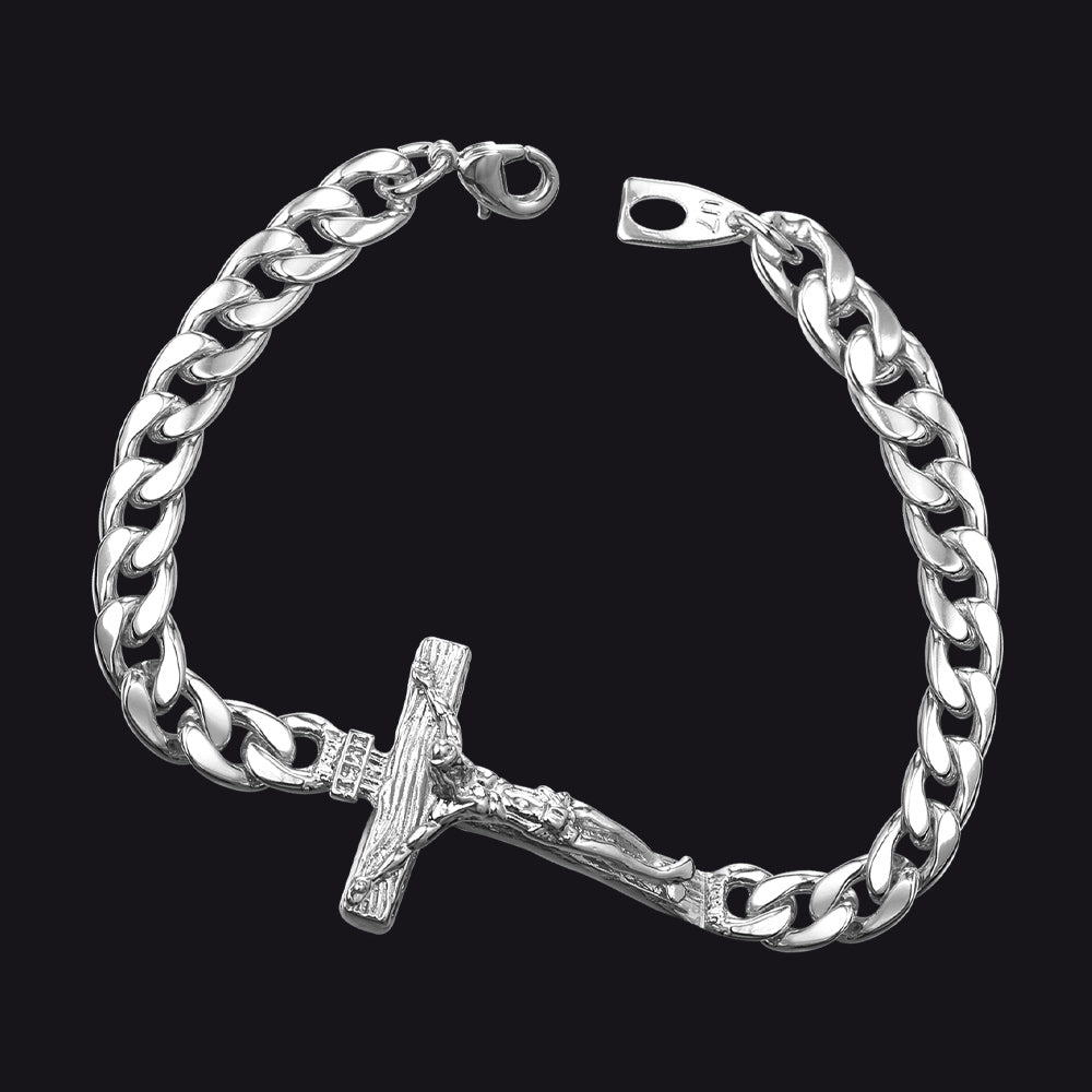 Christian Cross Cuban Chain Bracelet Gift for My Son Grandson