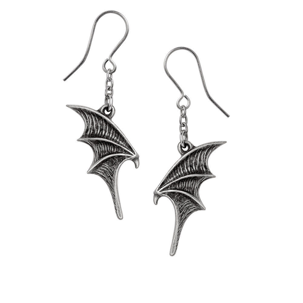 A Night With Goethe Droppers Bat Wing Earrings by Alchemy Gothic