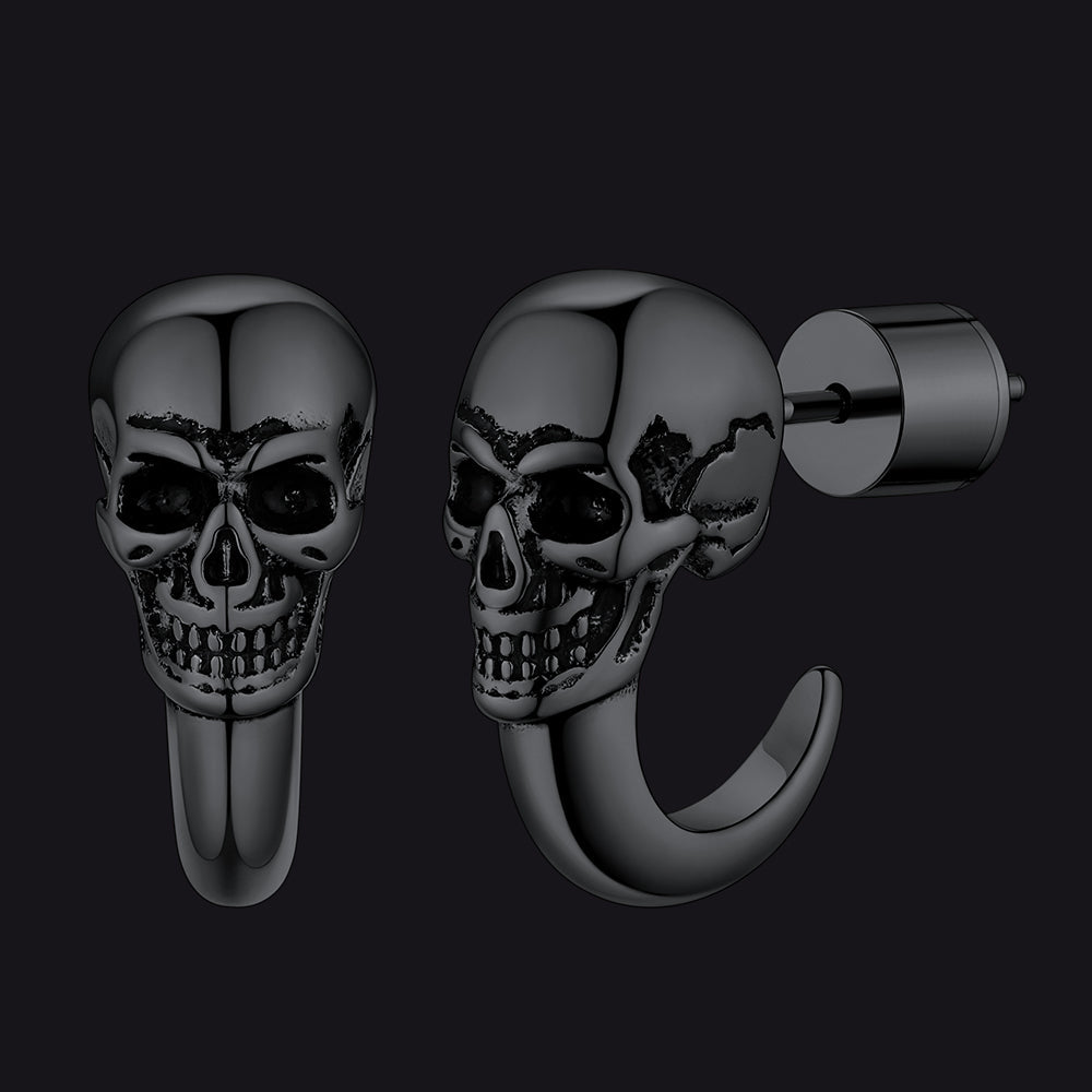 Gothic Skull Huggie Half-circle Stud Earrings Jewelry for