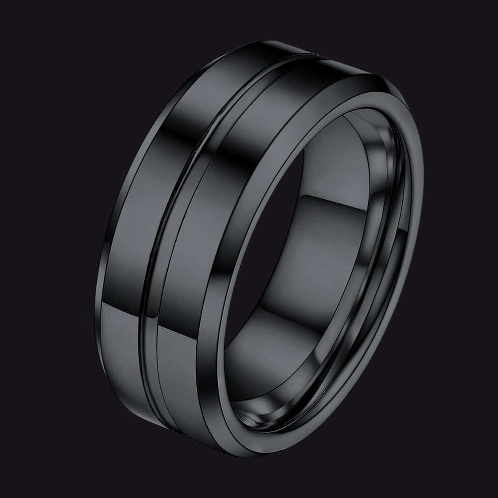 Grooved Tungsten Carbide Wedding Band Ring for 8mm