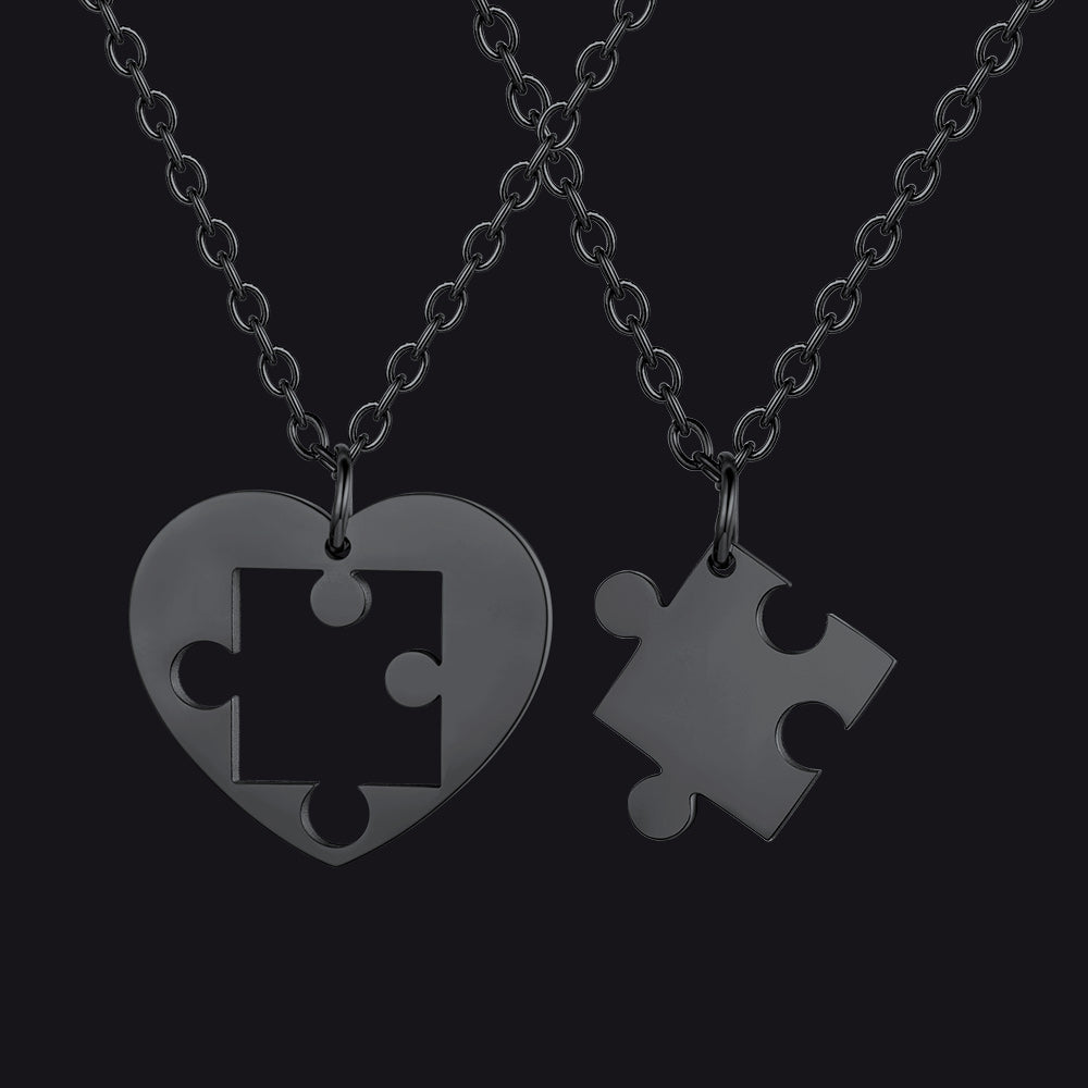 Customized Heart Puzzle Matching Necklaces Set for Couple Mom Daughter