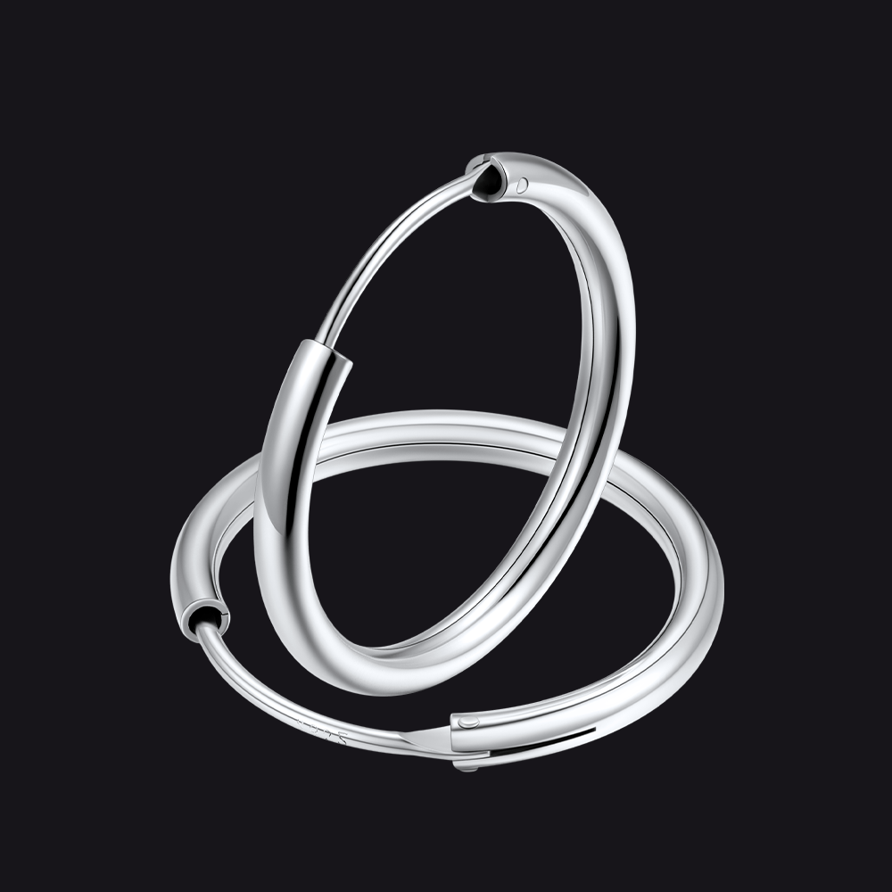 Classic Sterling Silver Piercing Hollow Hoop Earrings for
