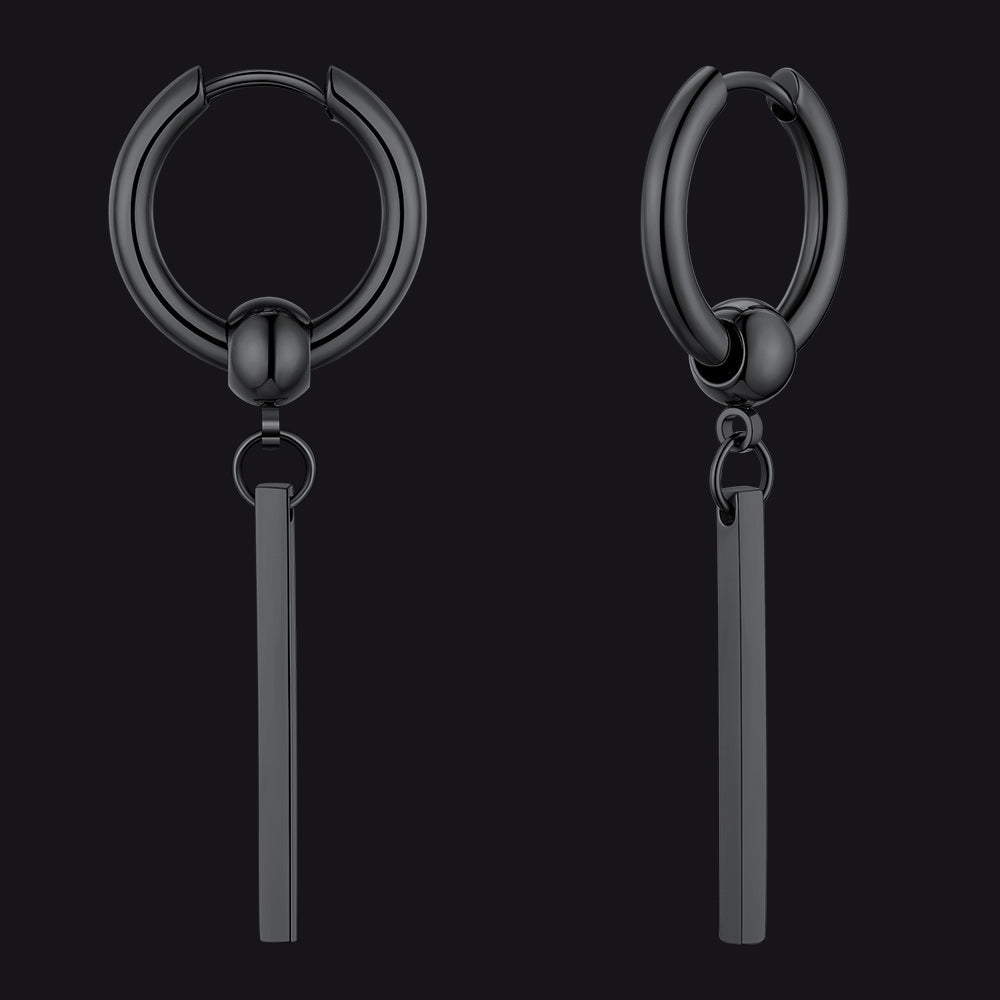 Punk Long Bar Drop Hoop Earrings for