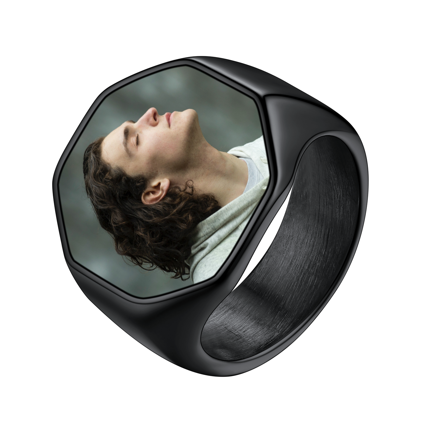 Personalized Octagon Signet Ring With Photo for