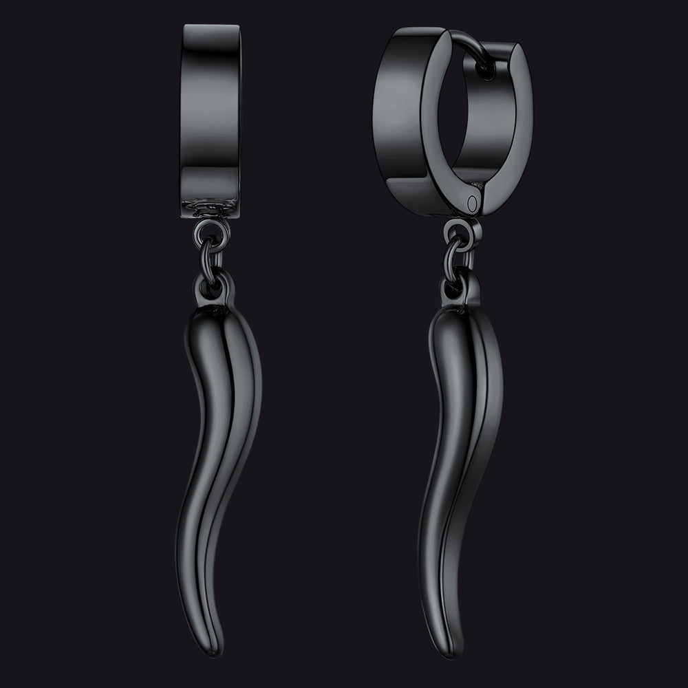 Cornicello Italian Horn Huggie Hoop Earrings for