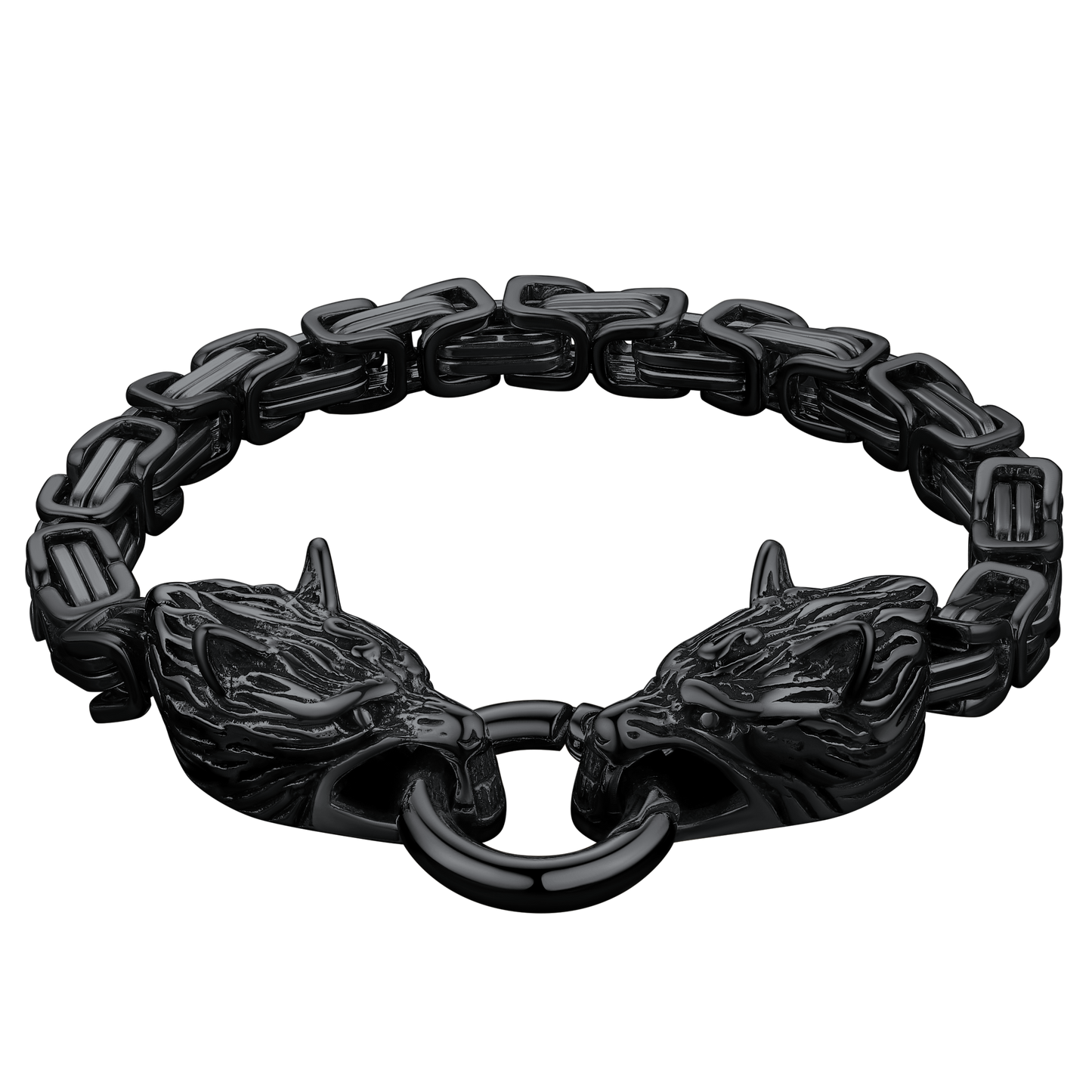 Viking Wolf Head Chain Bracelet Cuff Bangle Gift for