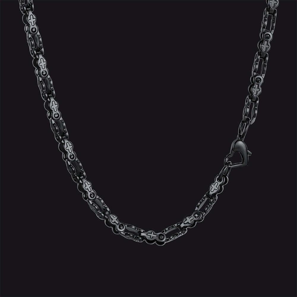 Stainless Steel Biker Chain Necklace With Cross for