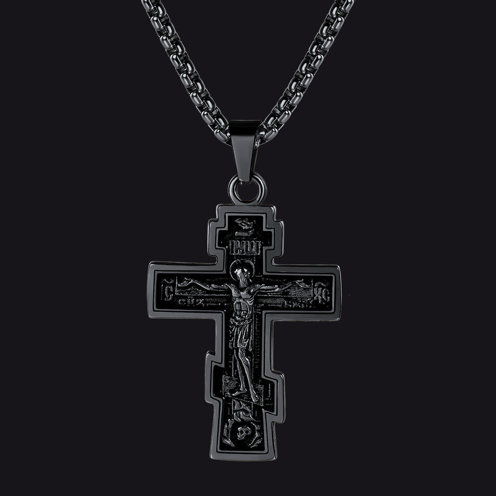 Christian Russian Orthodox Cross Pendant Necklace for