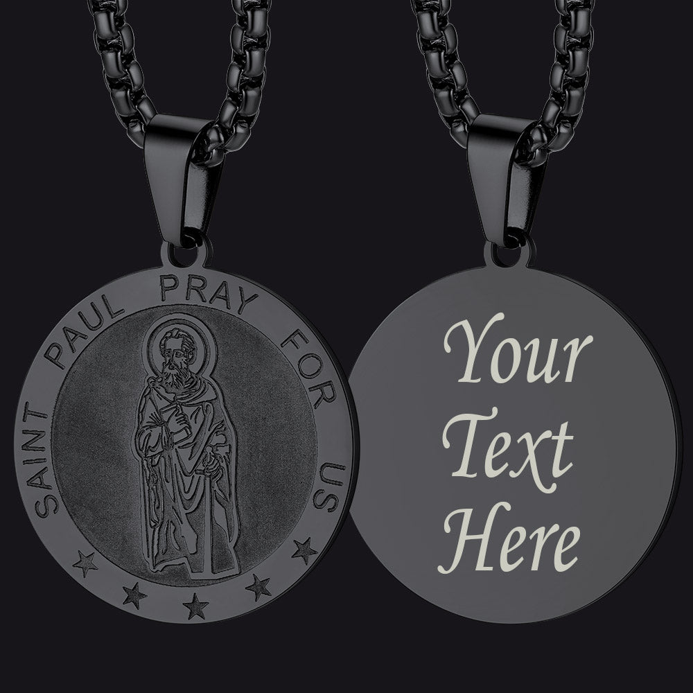 Faithheart St Paul Round Necklace Engraved Catholic Saints Medal Jewelry