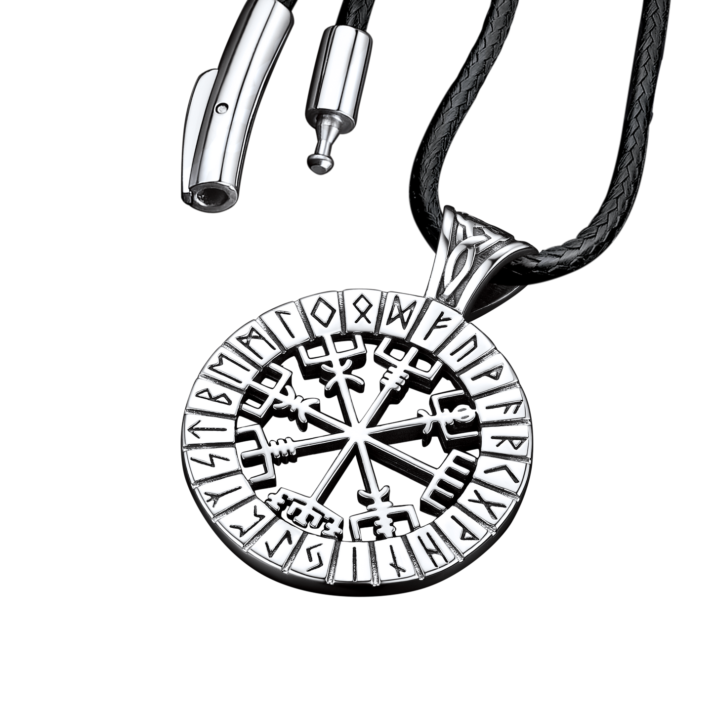 Viking Runes Vegvisir Compass Necklace Pendant for
