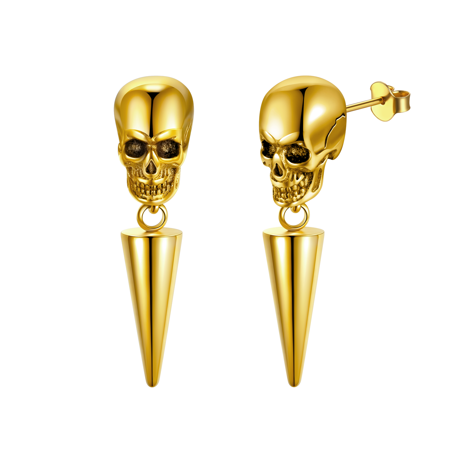 Flash Punk Spike Skull Earrings for