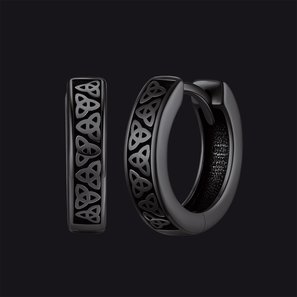Sterling Silver Celtic Knot Huggie Hoop Earrings for