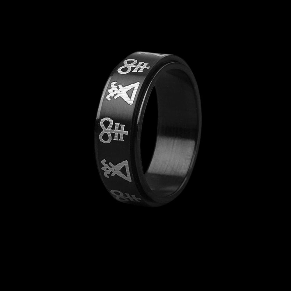 Black Sigil of Lucifer Spinner Ring