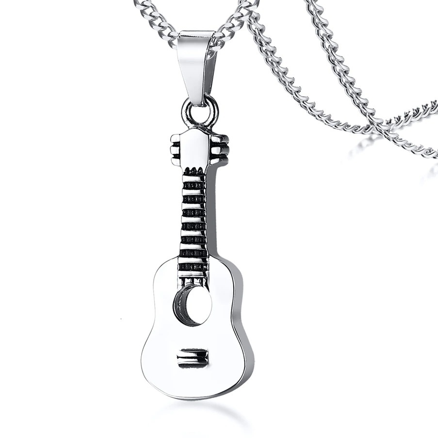 Brand Stainless Steel Necklace With Guitar Pendant / Storage Bottle Urn Ash Openable / Jewelry