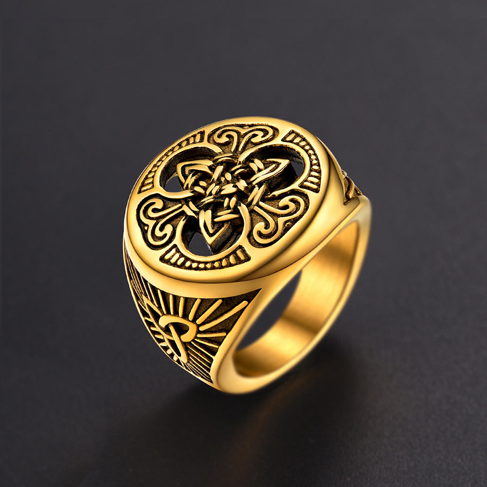 Viking Celtic Knot Signet Ring for