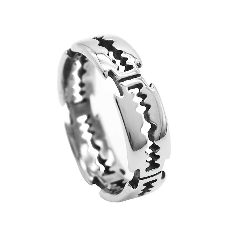 Charm Stainless Steel Bladed Ring / Punk Rock Silver Color Ring for and