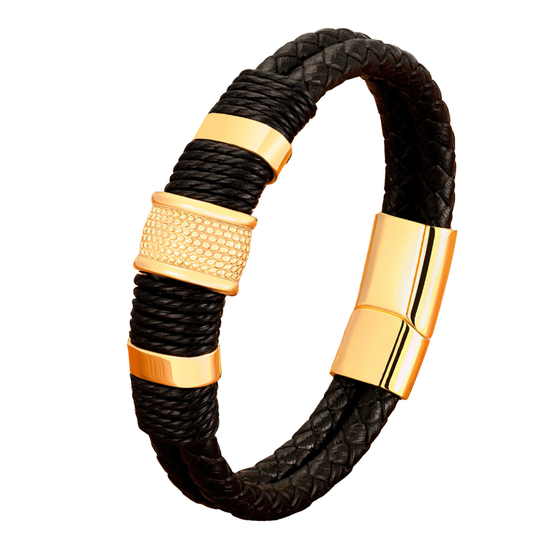 Classic Stainless Steel Genuine Leather Bracelet / Double-layer Design Jewel