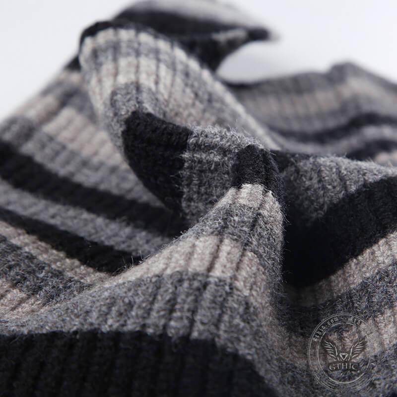 Color Block Stripes Knit Trapper Hat