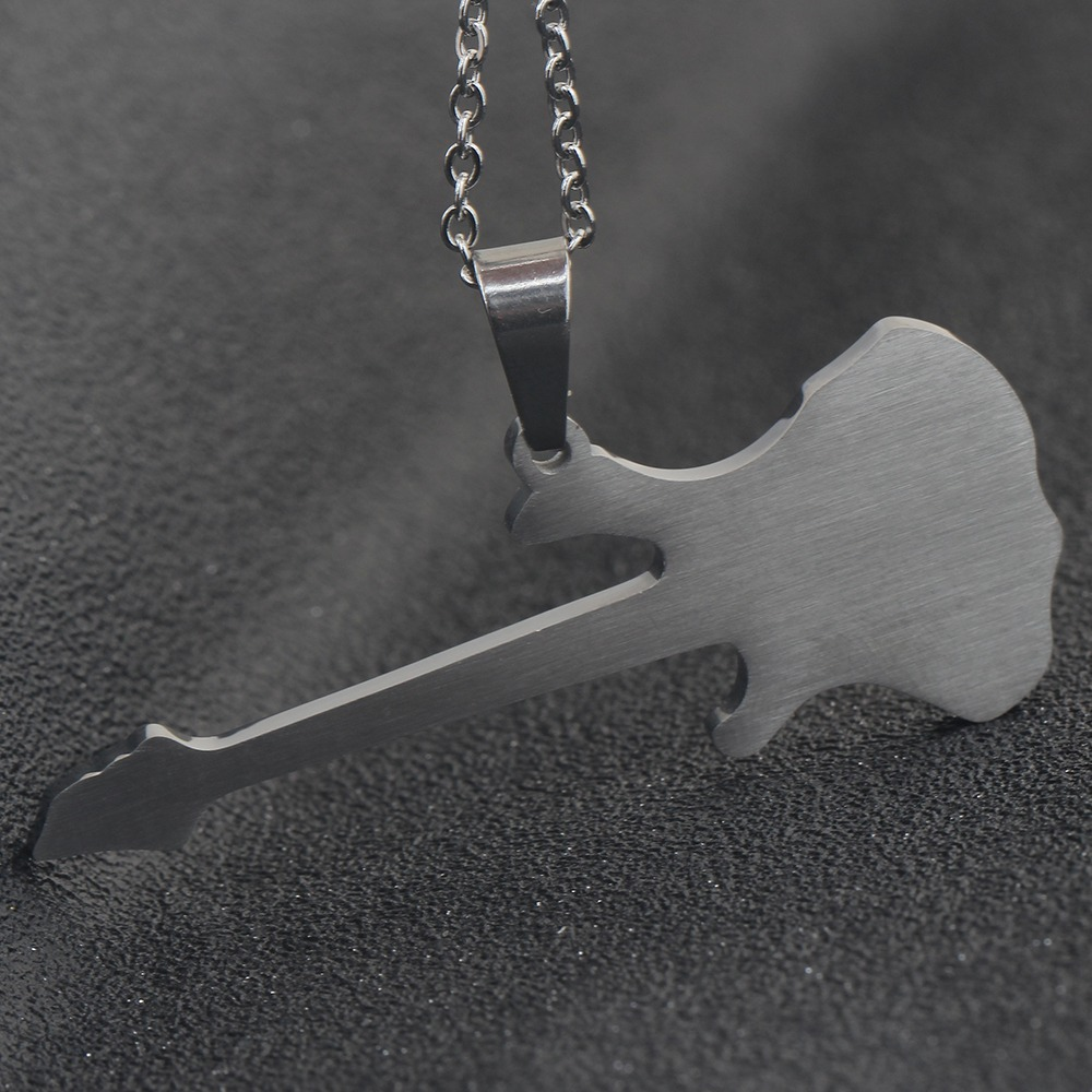 Cool Metal Chain Guitar Necklace Pendant / Quality Punk Style Jewelry