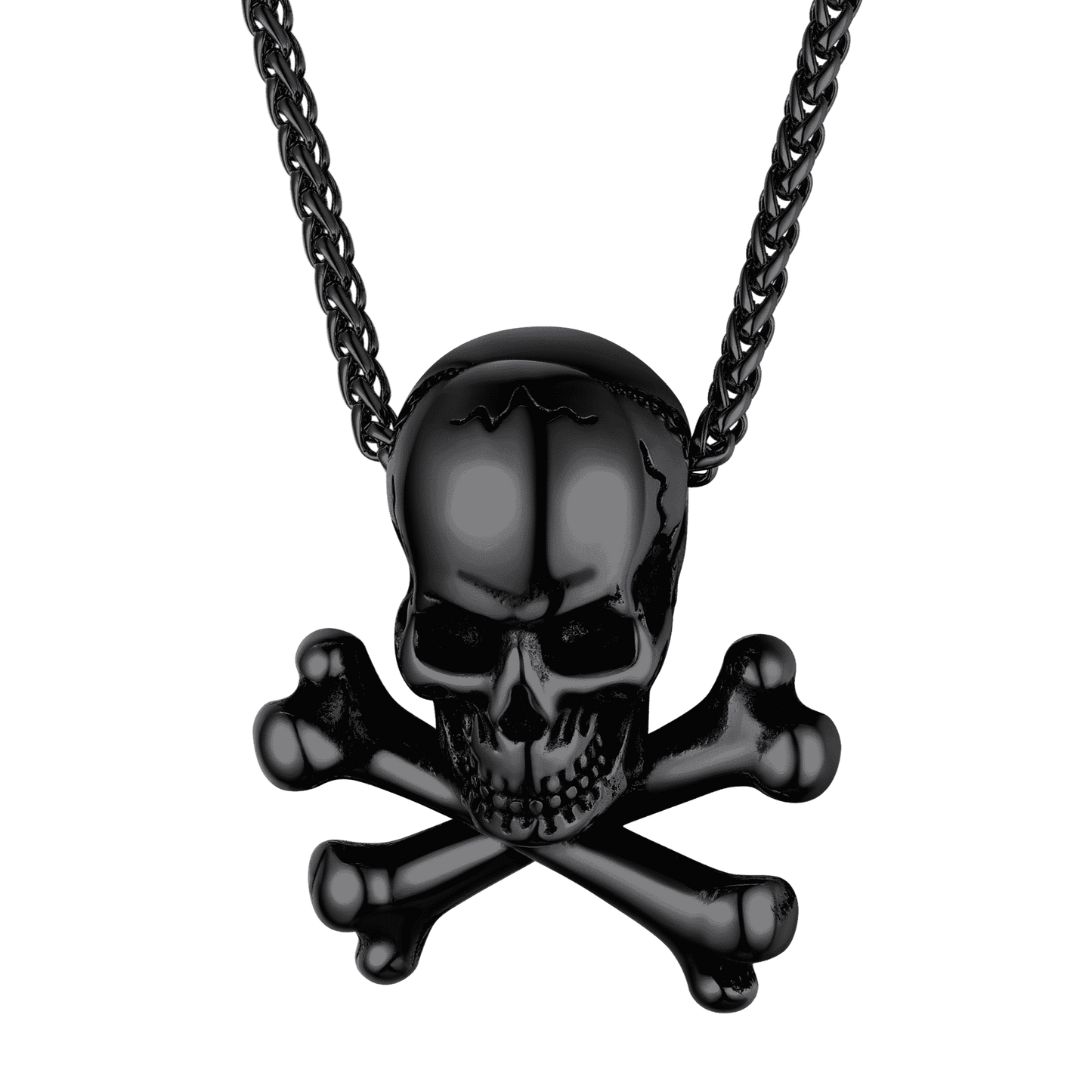 Gothic Pirate Skull Crossbones Necklace for