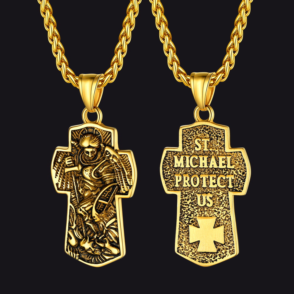 Archangel St. Michael Cross Necklace Protection Pendant