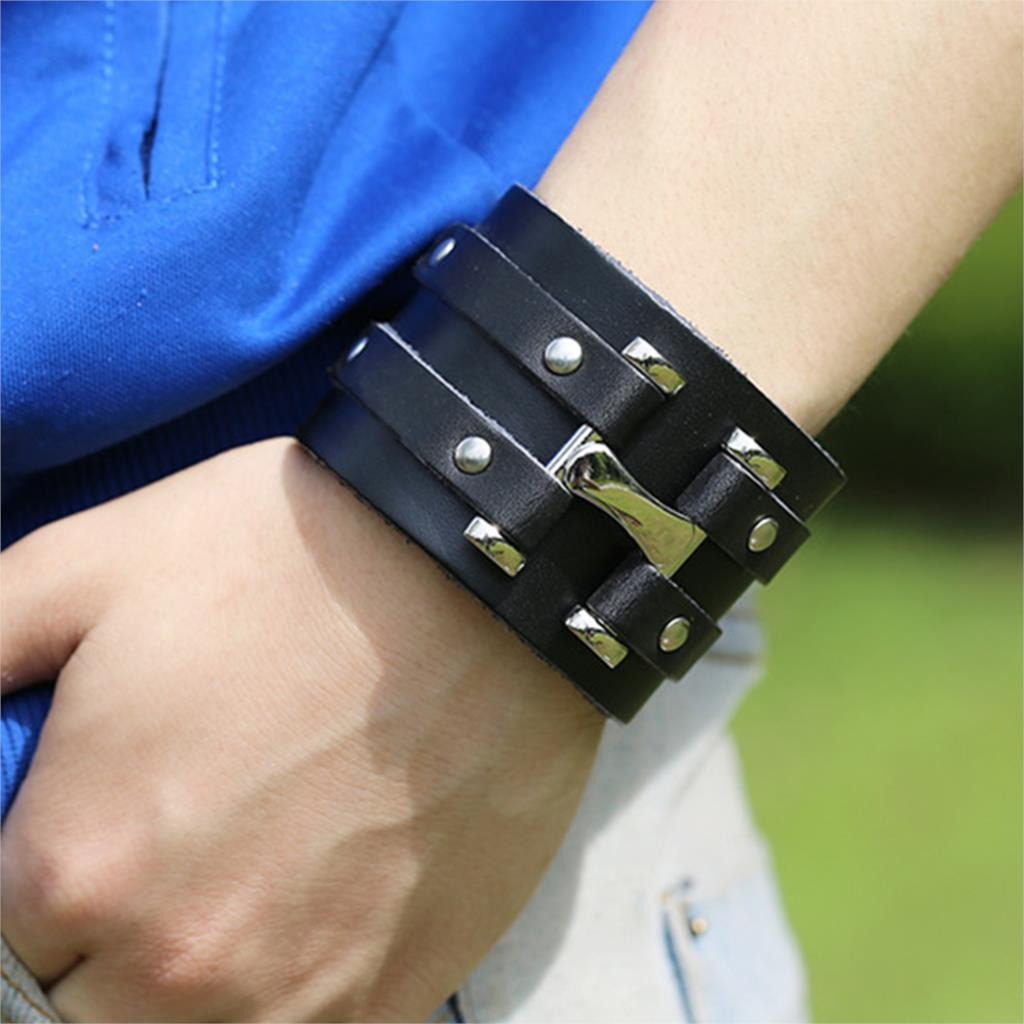 Braided Wrap Leather Bracelet / Punk Rock Cuff Wristband