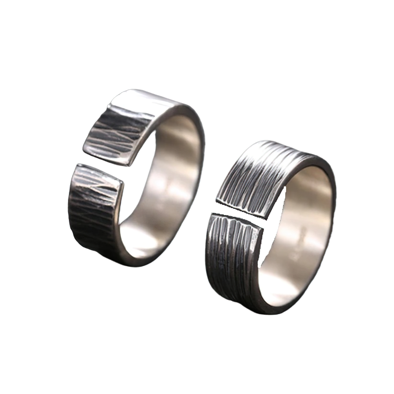 Retro Couple Rings for and / Jewelry of S999 Sterling Silver