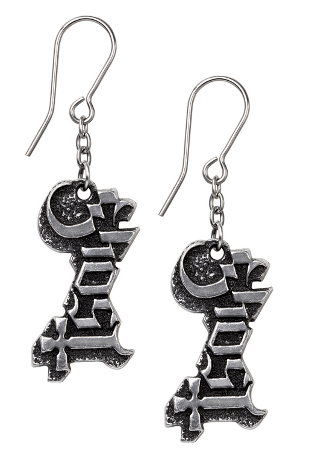 Ghost Band Logo Pewter Dangle Earrings With French Hooks