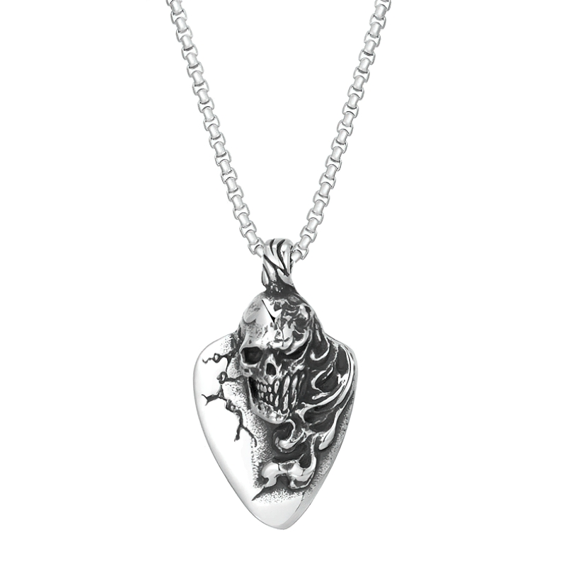 Gothic Pendant of Long Hair Skull / Rock Style Necklace for and