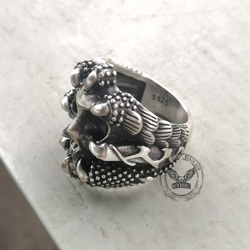 Gothic Claw Skull Sterling Silver Ring