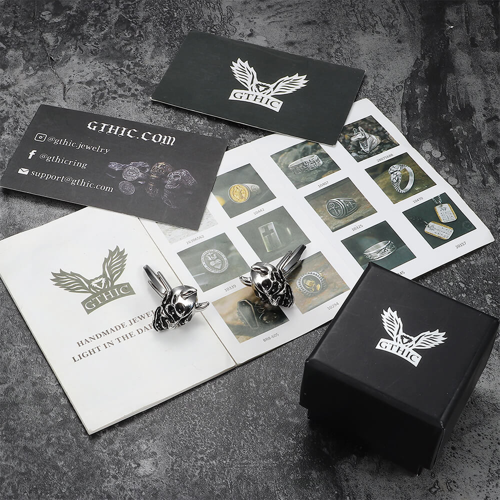 Japanese Demon Oni Brass Skull Cufflinks