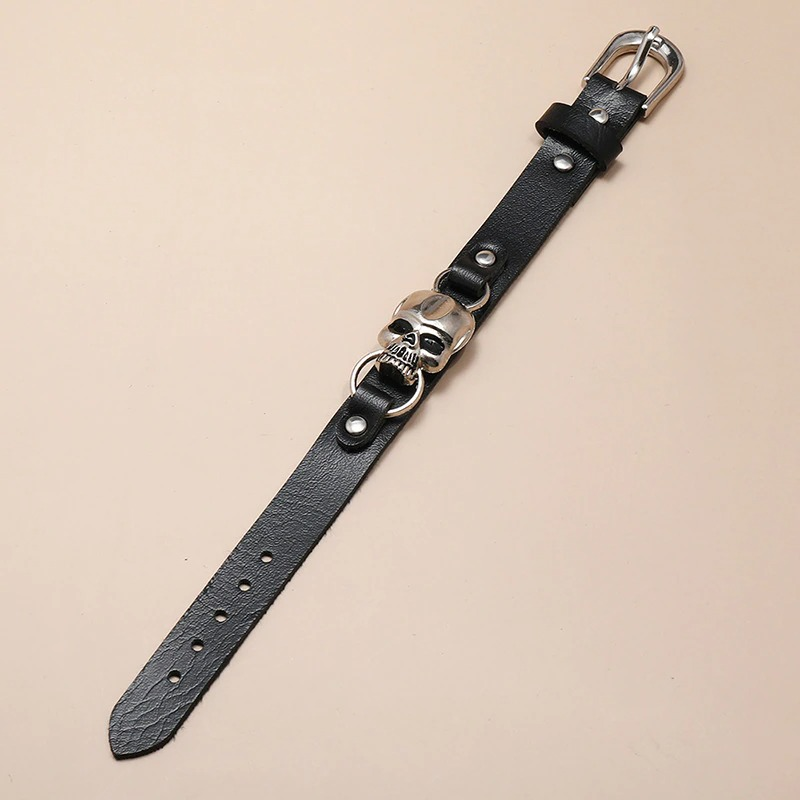 Leather Bracelets for and With Metal Skull / Jewelry Accessories in Gothic Style
