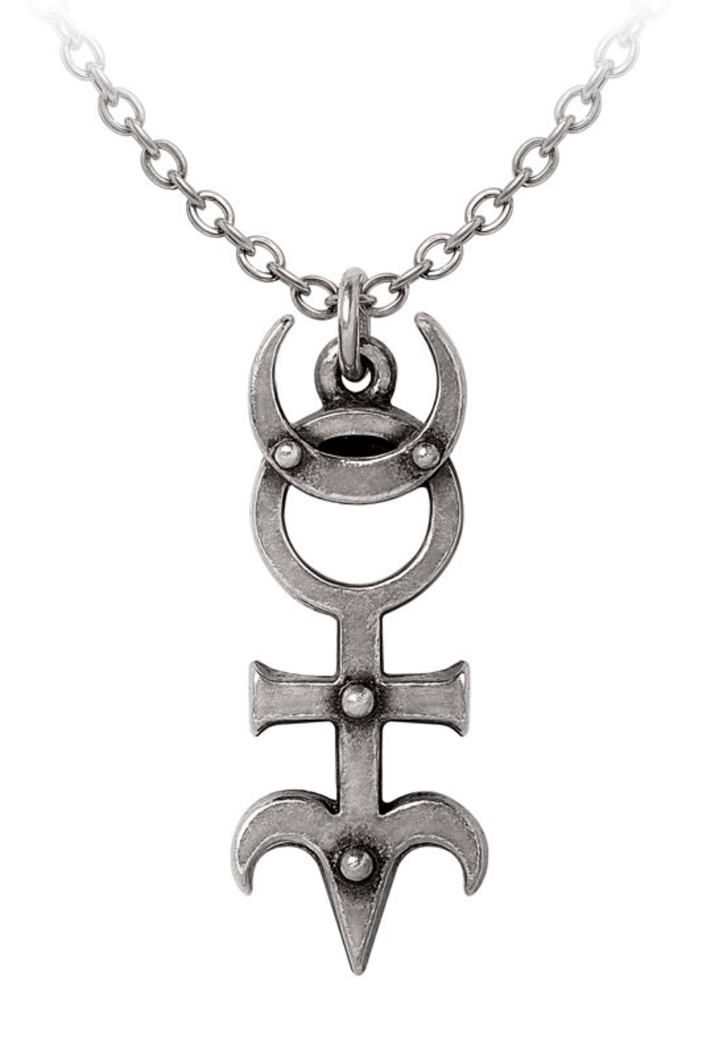 Occult Pewter Monad Pendant With Esoteric Symbolism