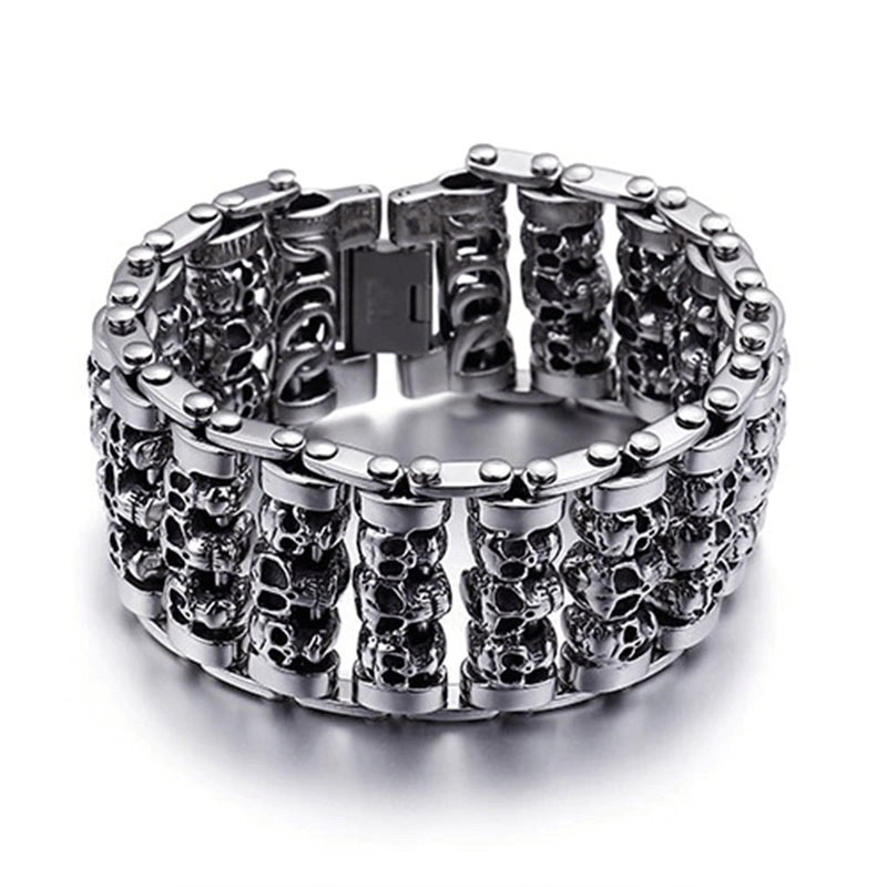 Punk Style Multiple Skull Heads Charm Bracelets for / 316 Stainless Steel Jewelry