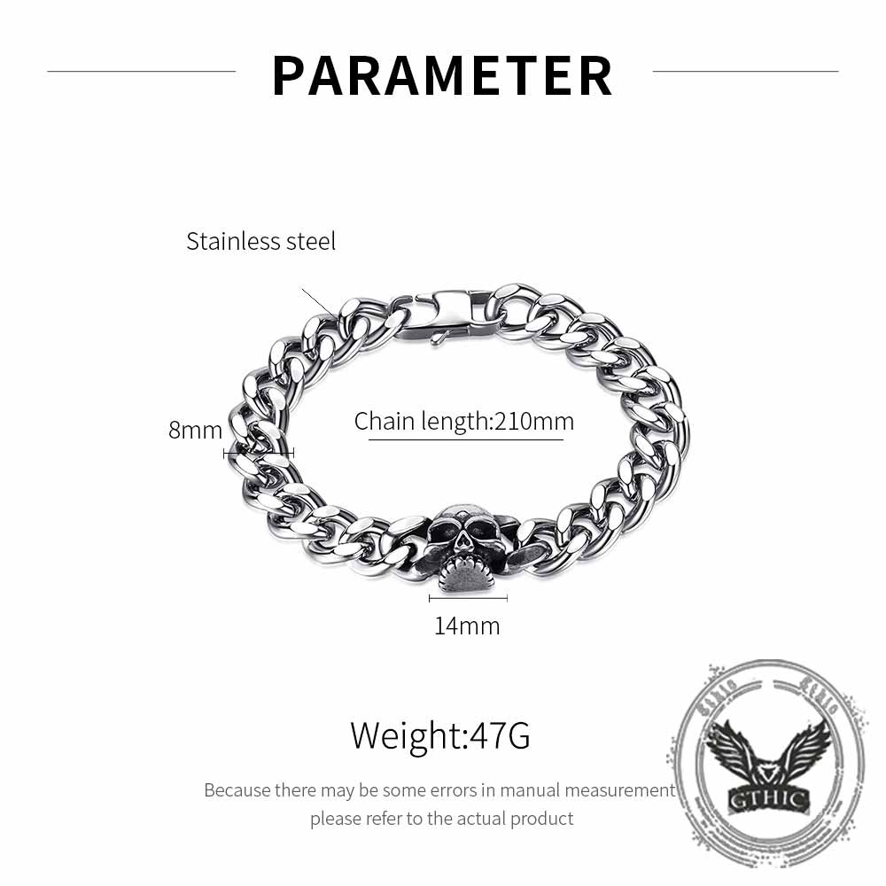 Punk Skull Head Cuban Link Stainless Steel Bracelet