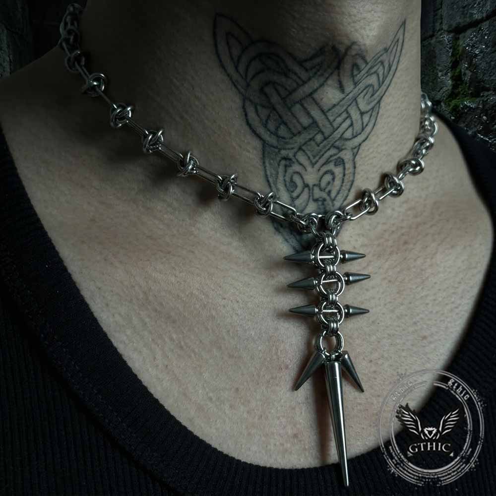 Punk Spiked Piercing Stainless Steel Clavicle Necklace