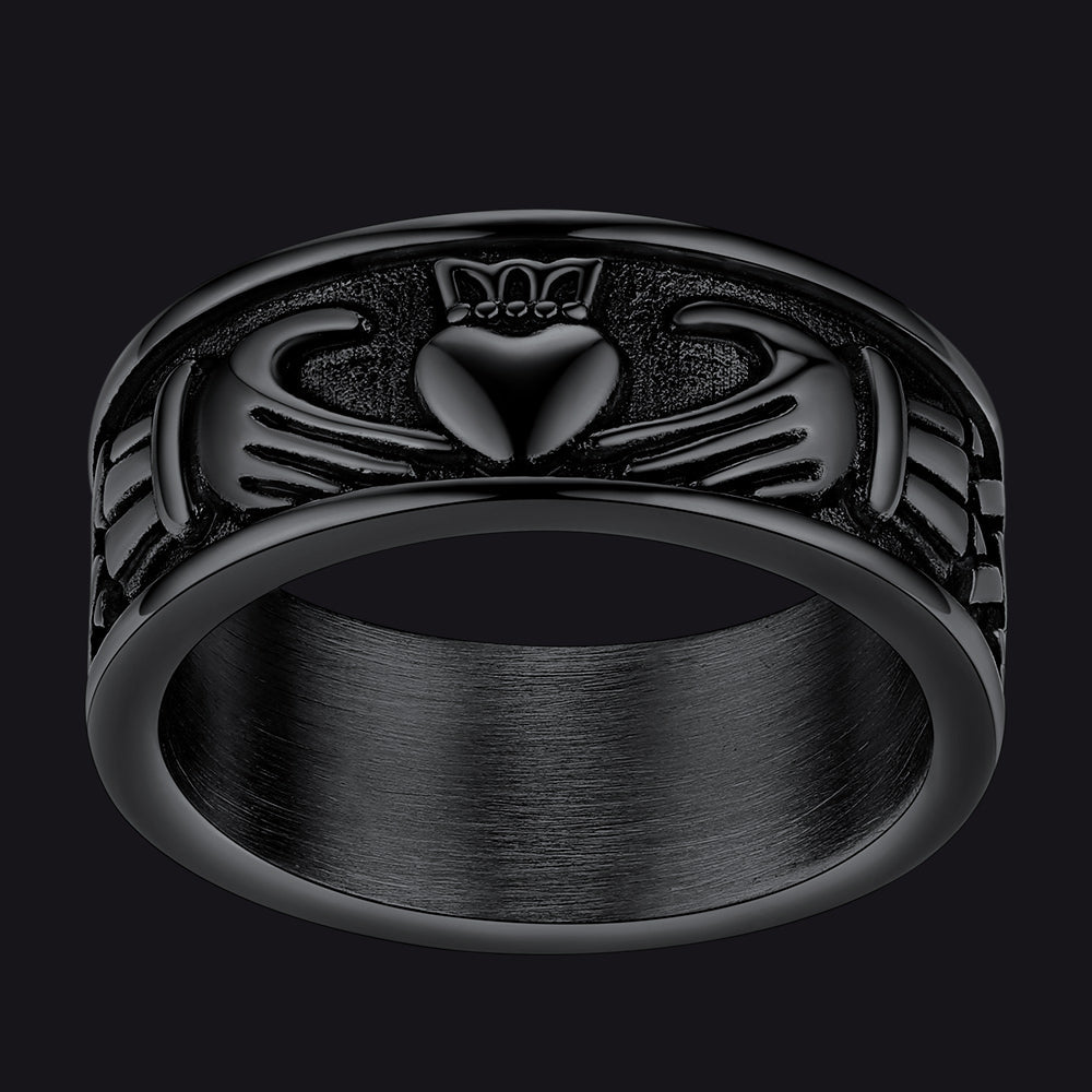 Celtic Claddagh Love Wedding Band Ring for