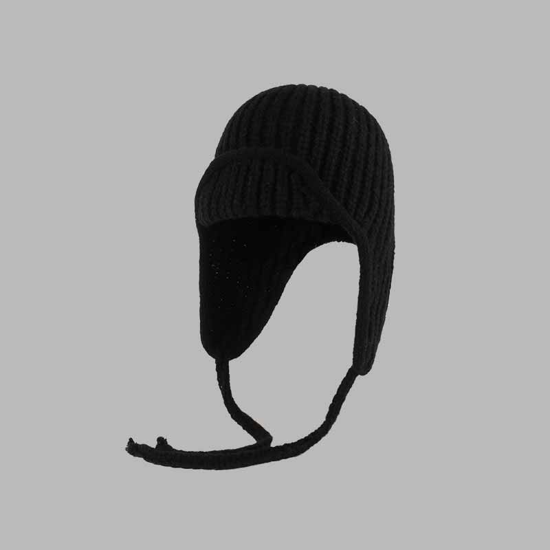 Color All-match Lace-up Knitted Beanie Hat