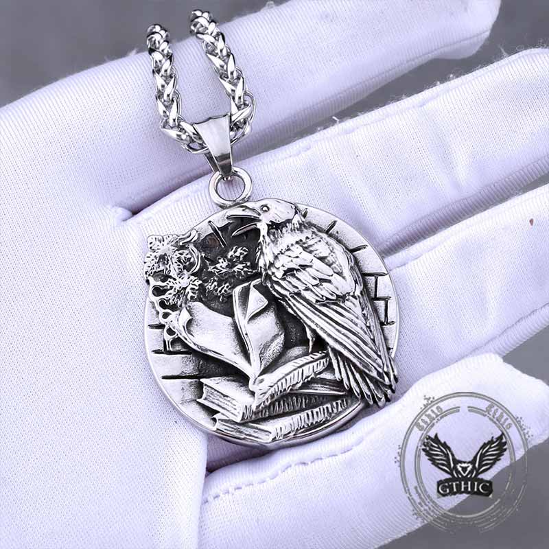 Viking Odin Raven vegvisir Stainless Steel Pendant