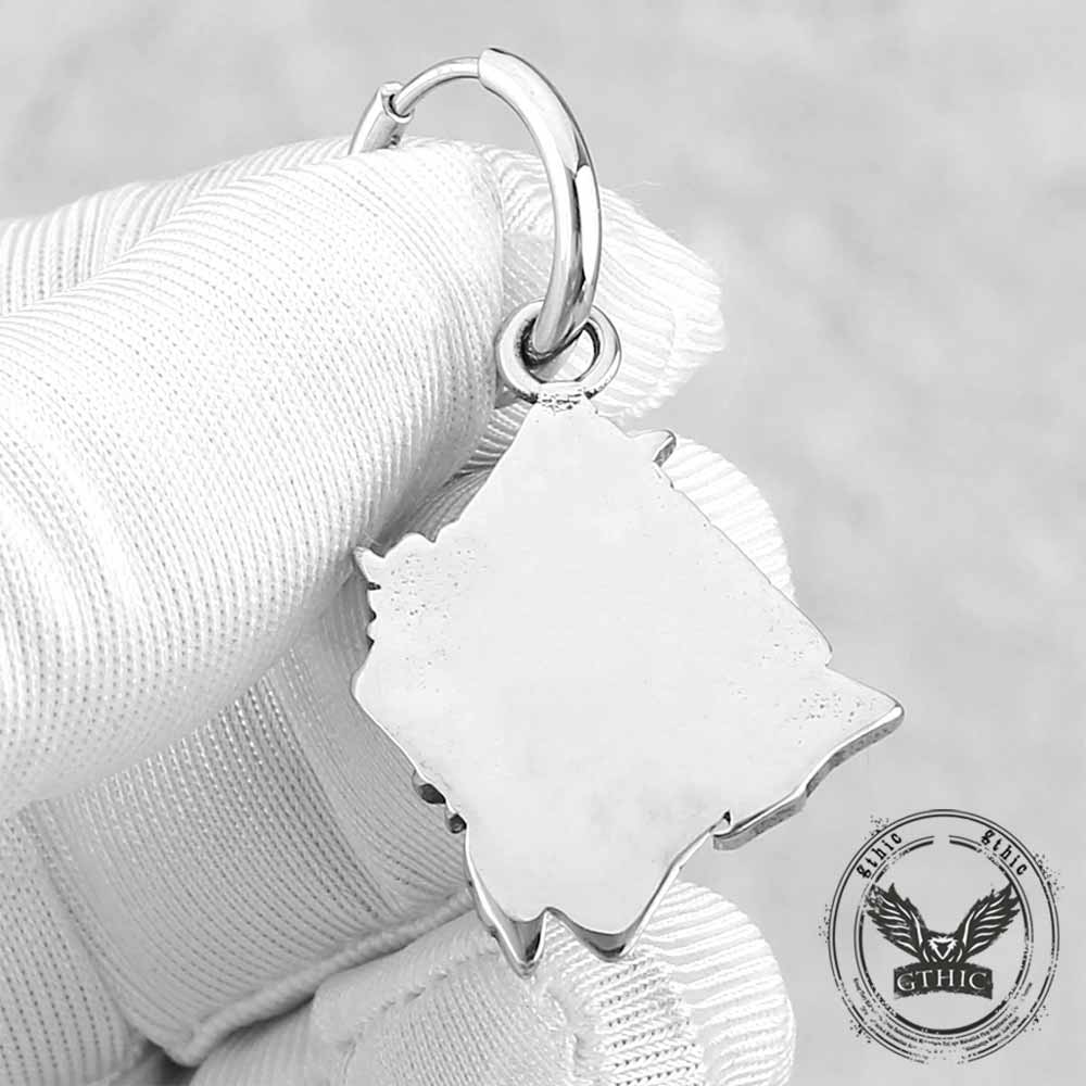 Viking Rune Wolf Head Stainless Steel Earrings
