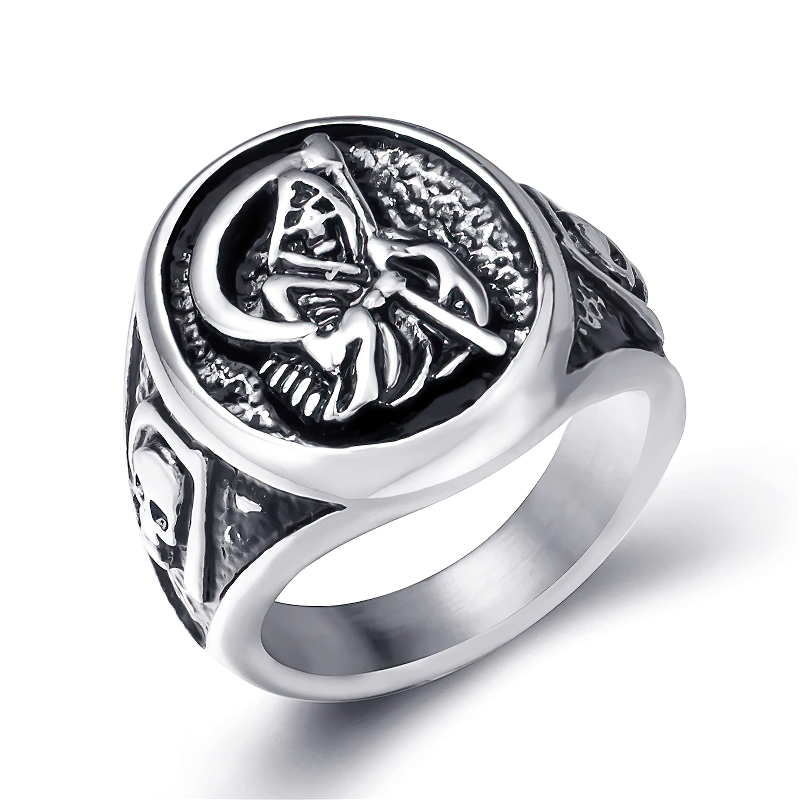 Stainless Steel Reaper Skull Ring / Gothic Jewellery