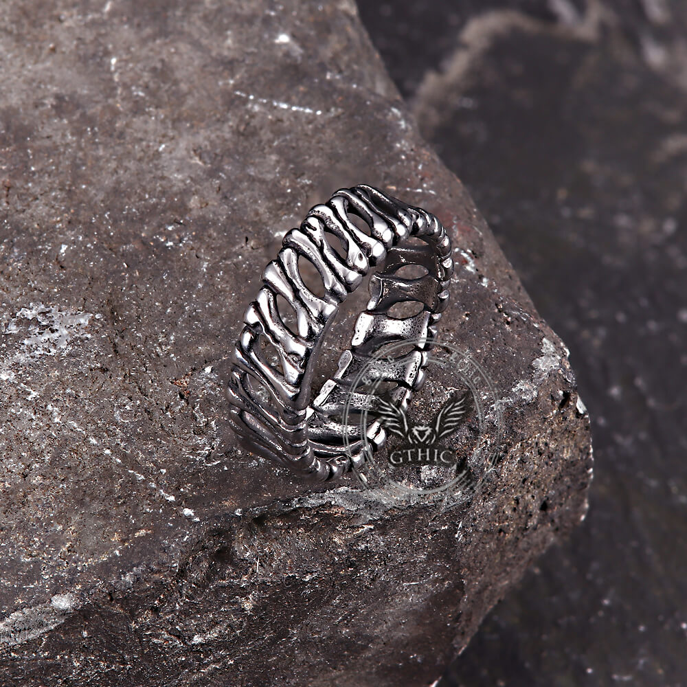 Bones Splicing Hollow Stainless Steel Ring