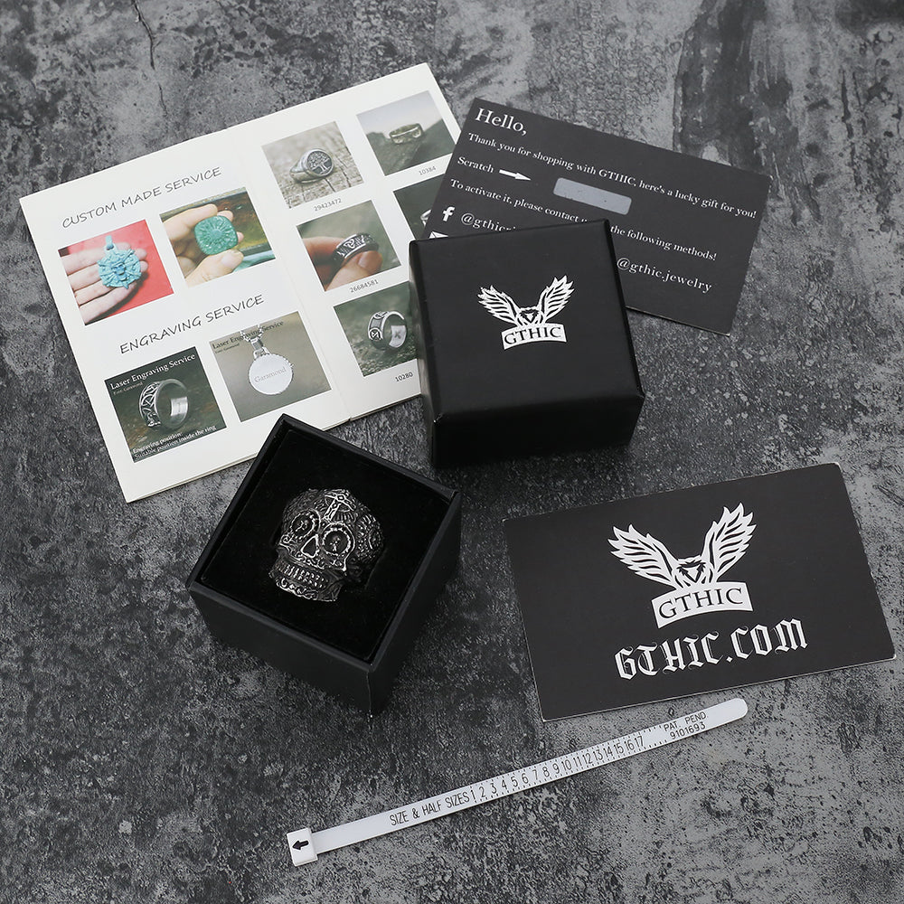 Cross Pattern Stainless Steel Skull Ring