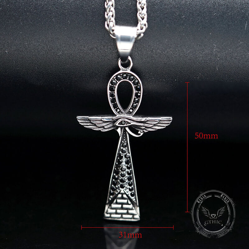 Cross Pyramid Horus Eye Stainless Steel Pendant