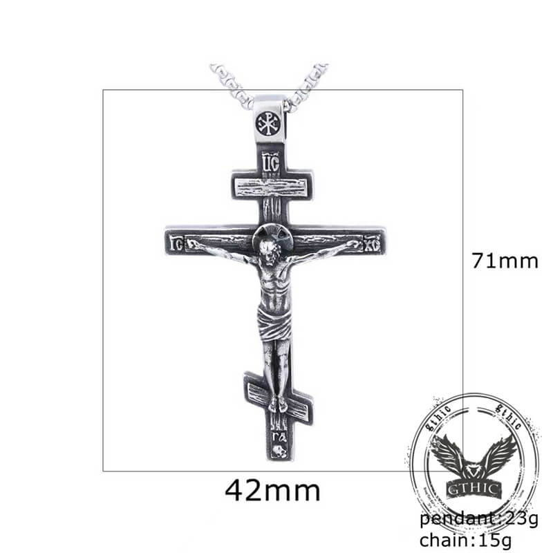 Crucifixion of Jesus Stainless Steel Cross Pendant